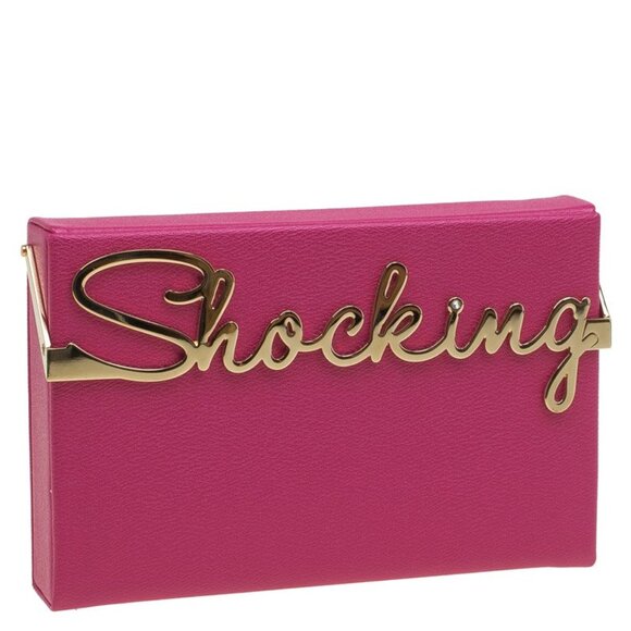 Charlotte Olympia Handbags - Charlotte Olympia Shocking Pink Leather Box Clutch Purse w/ Large Mirror